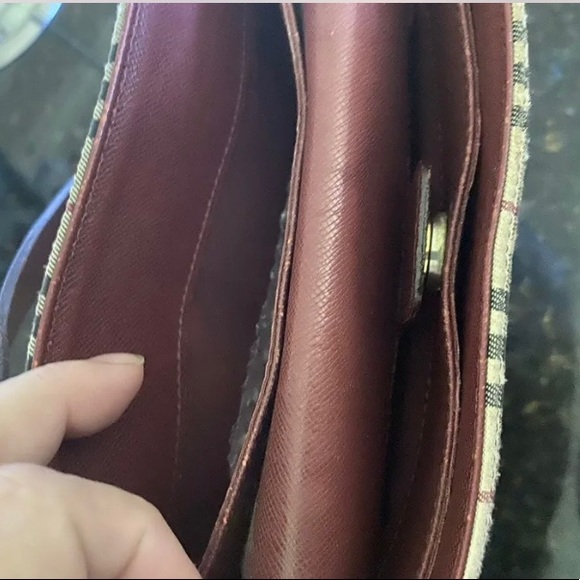 Authentic BURBERRY Nova Check Canvas Leather Shoulder Tote Bag Beige Burgundy - Picture 6 of 11